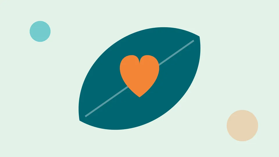 Ilustración de un corazón dentro de una hoja