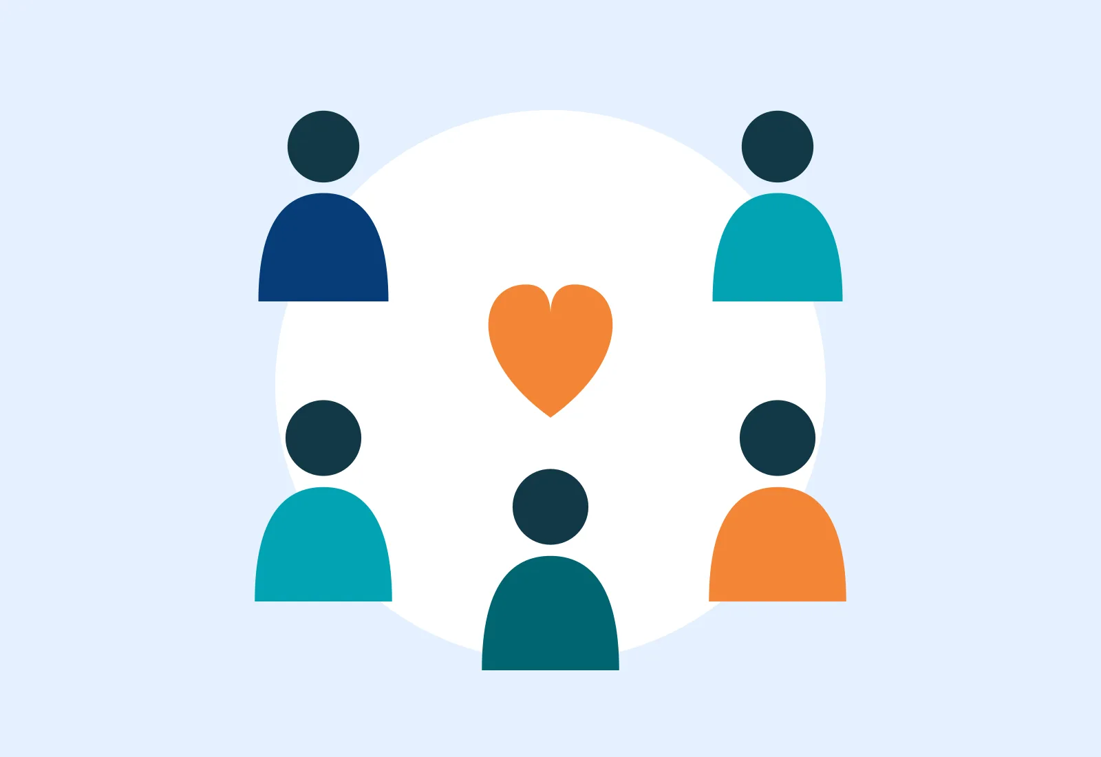 Ilustración de personas alrededor de un corazón