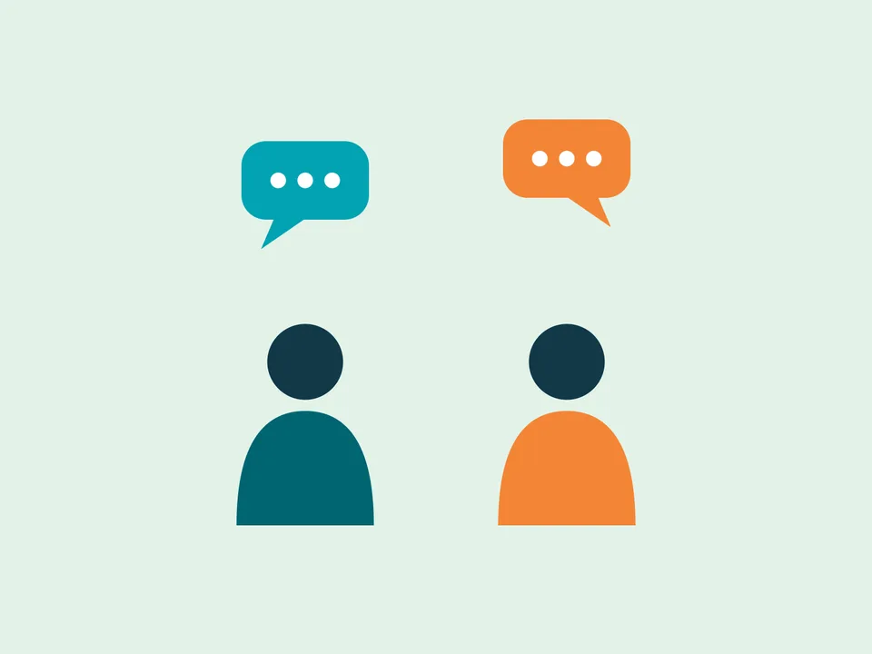 Ilustración de dos personas conversando