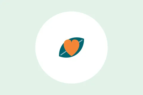 Ilustración de un corazón sobre una hoja