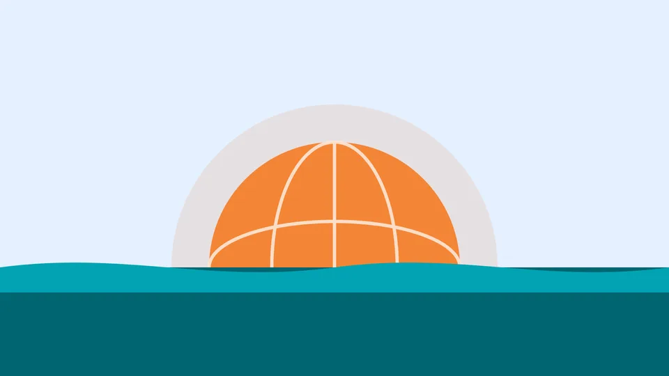 Ilustración de un sol que se levanta sobre el horizonte